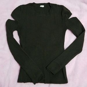 Cold Shoulder Olive Green Top